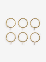 Antique Brass 28mm Diameter Metal Curtain Pole Rings 6 Pack - Image 2 of 3