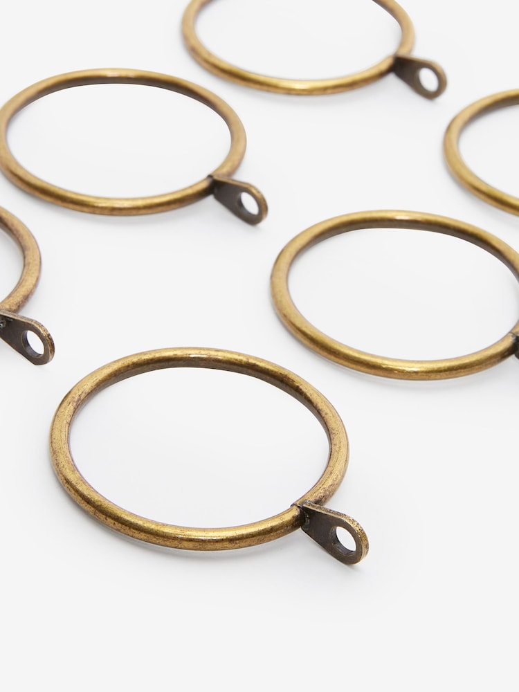 Antique Brass 28mm Diameter Metal Curtain Pole Rings 6 Pack - Image 3 of 3