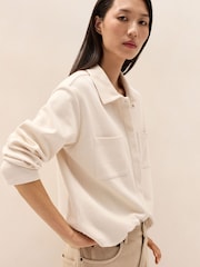 The White Company White Brushed Cotton Boxy Jersey Shirt With  Cotton - Image 2 of 4