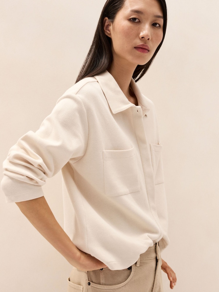 The White Company White Brushed Cotton Boxy Jersey Shirt With Cotton - Image 2 of 4 The White Company White Brushed Cotton Boxy Jersey Shirt With Cotton - Image 2 of 4