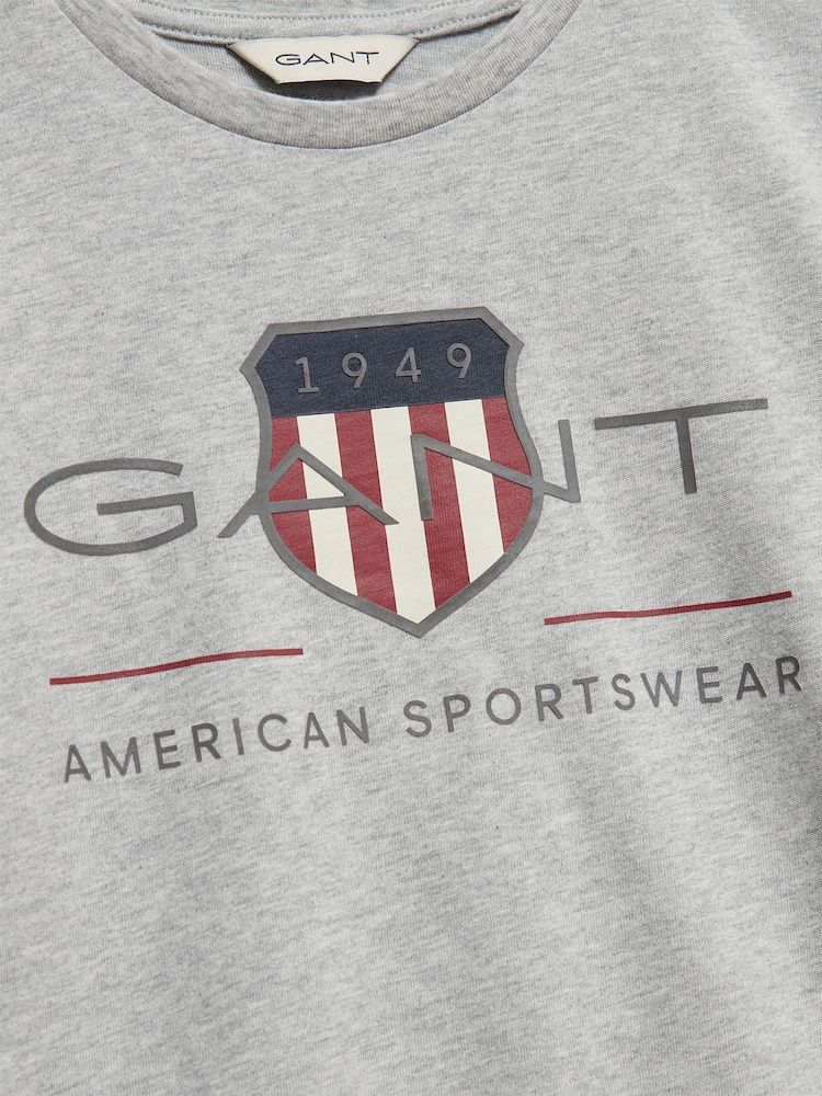 GANT Grey Archive Shield Short Sleeve T-Shirt - Image 2 of 2 GANT Grey Archive Shield Short Sleeve T-Shirt - Image 2 of 2
