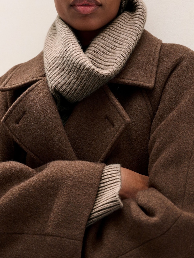 The White Company Grey Ribbed Snood With Cashmere - Image 1 of 2 The White Company Grey Ribbed Snood With Cashmere - Image 1 of 2