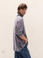 The White Company Grey Oversized Longline Funnel Neck Jumper With Cashmere - Image 2 of 5