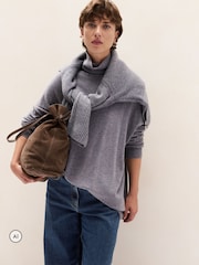 The White Company Grey Oversized Longline Funnel Neck Jumper With Cashmere - Image 4 of 5