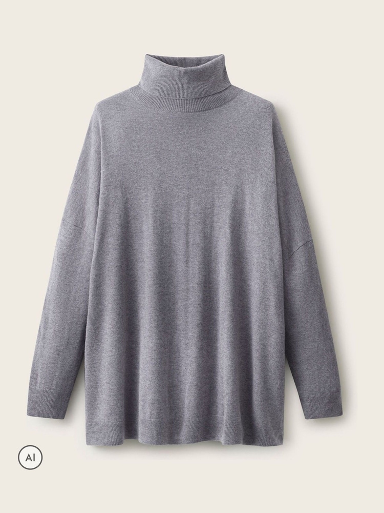 The White Company Grey Oversized Longline Funnel Neck Jumper With Cashmere - Image 5 of 5 The White Company Grey Oversized Longline Funnel Neck Jumper With Cashmere - Image 5 of 5