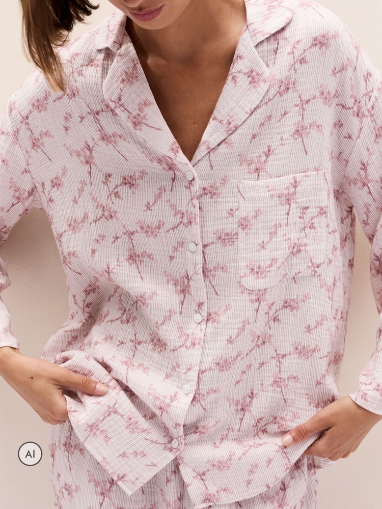 The White Company dobbelt bomulds blomstret afslappet Pyjamas sæt - Billede 2 af 4