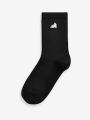 Black 5 Pack Bamboo Rich Unicorn Embroidered Ankle Socks - Image 2 of 6