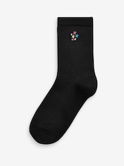 Black 5 Pack Bamboo Rich Unicorn Embroidered Ankle Socks - Image 4 of 6