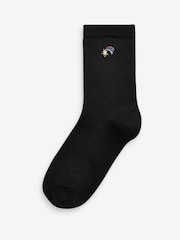 Black 5 Pack Bamboo Rich Unicorn Embroidered Ankle Socks - Image 6 of 6