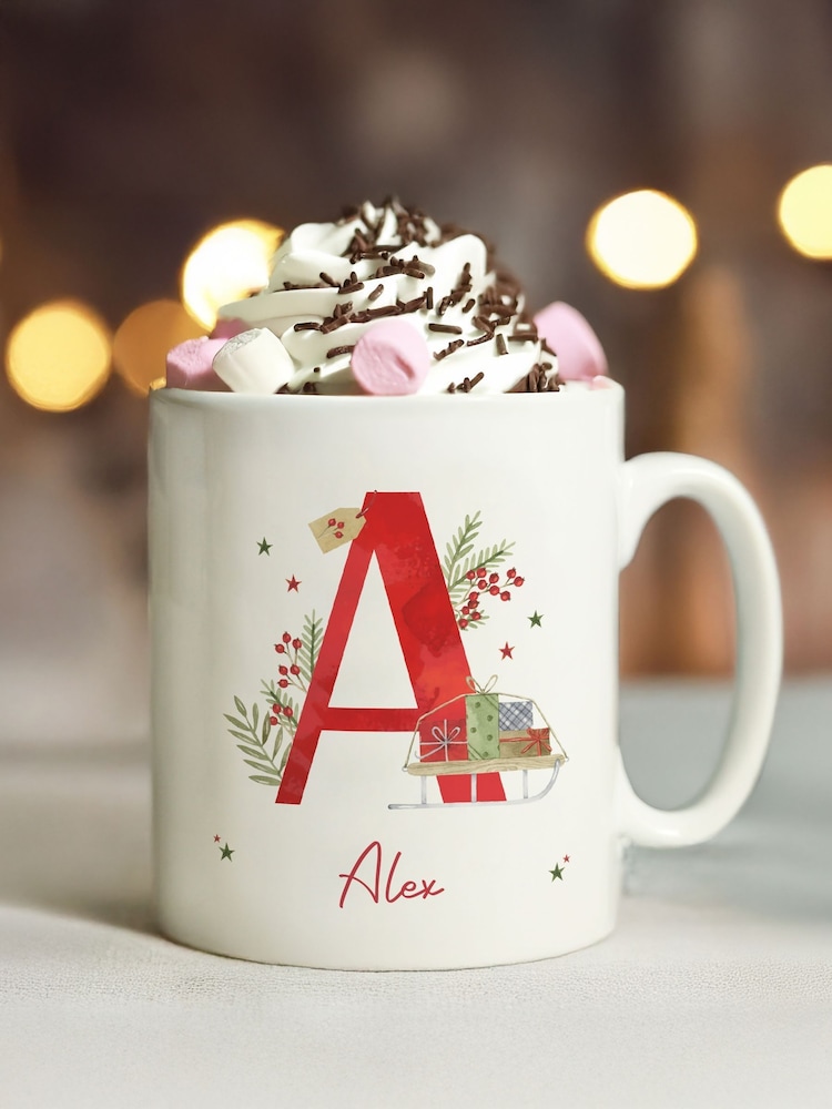 Personalised Christmas Initial Mug by PMC - Image 1 of 4 Personalised Christmas Initial Mug by PMC - Image 1 of 4