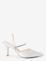 Ivory Ivory Forever Comfort Wedding Satin Jewel Slingback Bridal Shoes - Image 2 of 5