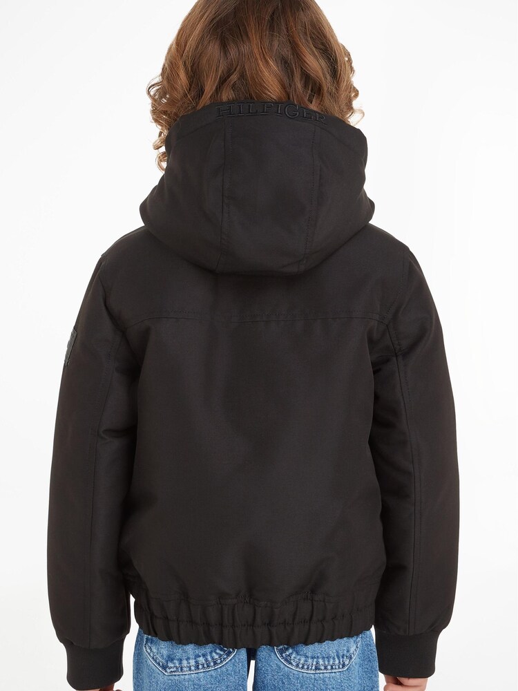 Tommy Hilfiger Kids Black Tech Hooded Bomber Jacket - Image 2 of 6