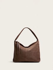 The White Company Brown Suede Small Hobo Bag - Image 4 of 6