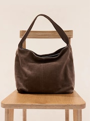 The White Company Brown Suede Small Hobo Bag - Image 5 of 6