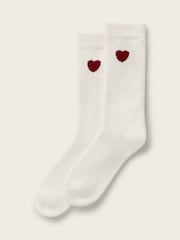 The White Company Heart Motif Detail Bed Socks With Cashmere - Slika 1 od 2