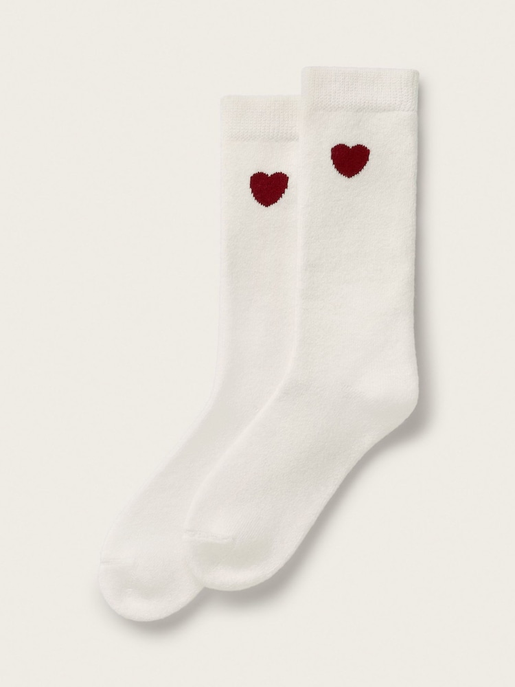 The White Company Heart Motif Detail Bed Socks With Cashmere - Slika 1 od 2 The White Company Heart Motif Detail Bed Socks With Cashmere - Slika 1 od 2