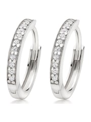 Beaverbrooks Sterling Silver Cubic Zirconia Hoop Earrings - Image 1 of 4