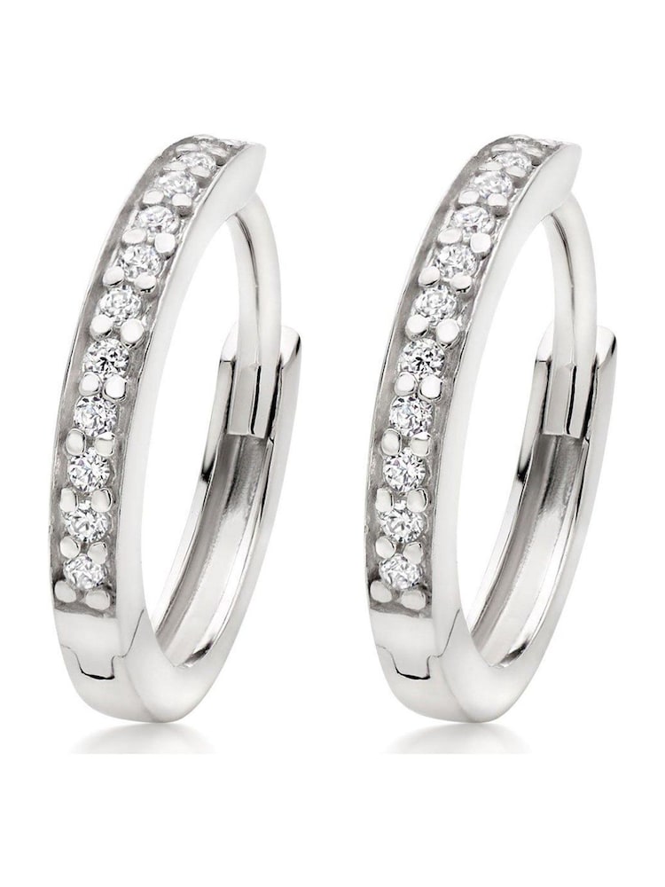 Beaverbrooks Sterling Silver Cubic Zirconia Hoop Earrings - Image 1 of 4