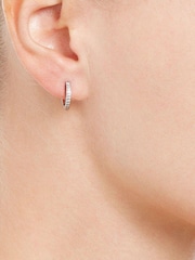 Beaverbrooks Sterling Silver Cubic Zirconia Hoop Earrings - Image 3 of 4