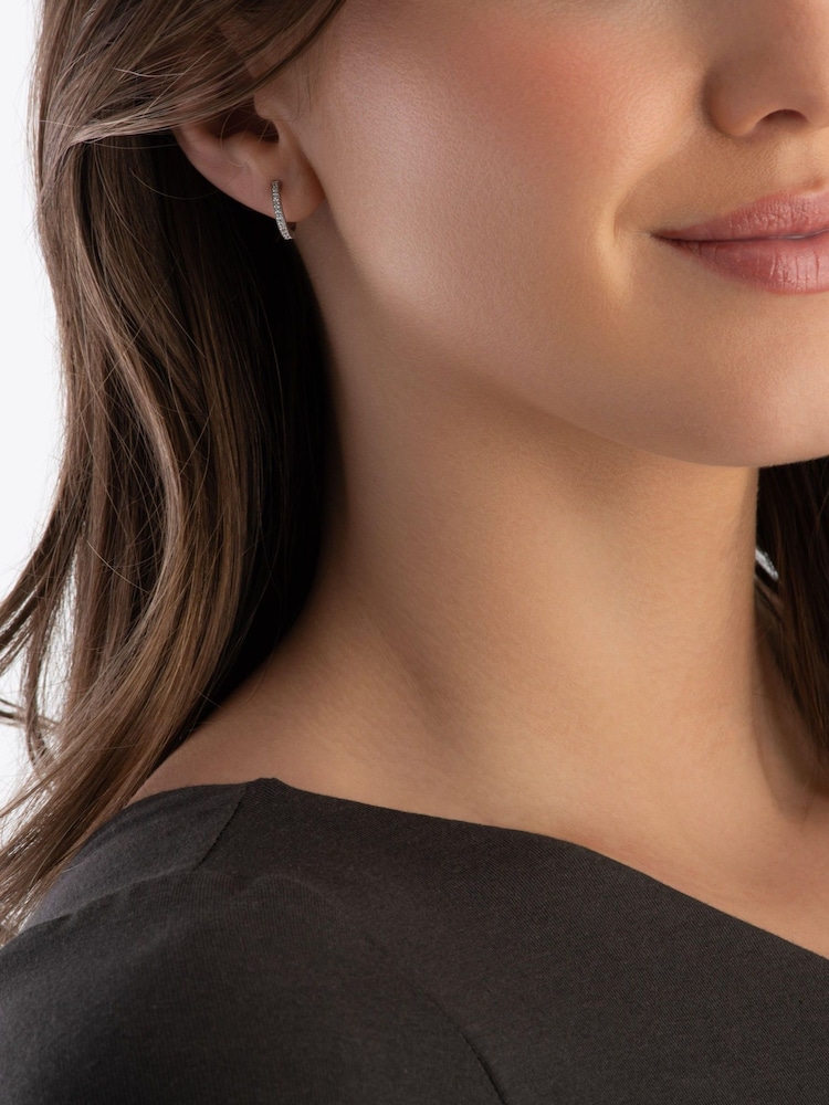 Beaverbrooks Sterling Silver Cubic Zirconia Hoop Earrings - Image 4 of 4