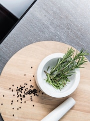 Kitchen Pantry White Marble Pestle and Mortar - Image 1 of 4