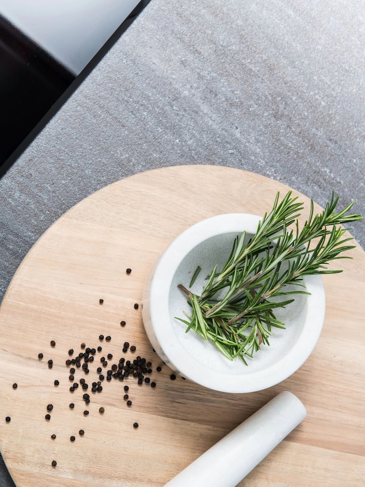 Kitchen Pantry White Marble Pestle and Mortar - Image 1 of 4