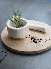 Kitchen Pantry White Marble Pestle and Mortar - Image 2 of 4