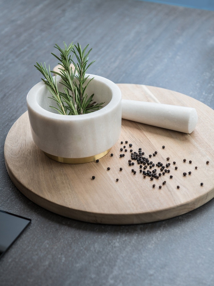 Kitchen Pantry White Marble Pestle and Mortar - Image 2 of 4