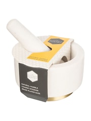 Kitchen Pantry White Marble Pestle and Mortar - Image 4 of 4
