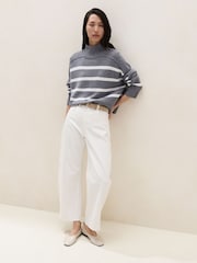 The White Company Grey Stripe Funnel Neck Boxy Jumper - Image 3 of 5