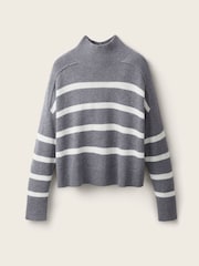 The White Company Grey Stripe Funnel Neck Boxy Jumper - Image 5 of 5