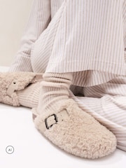 The White Company Natural Borg Corkbed Mule Slippers - Image 1 of 4