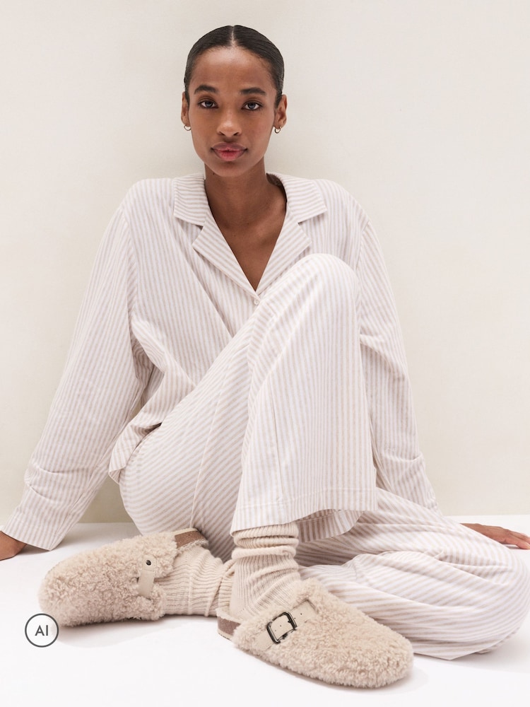 The White Company Natural Borg Corkbed Mule Slippers - Image 2 of 4