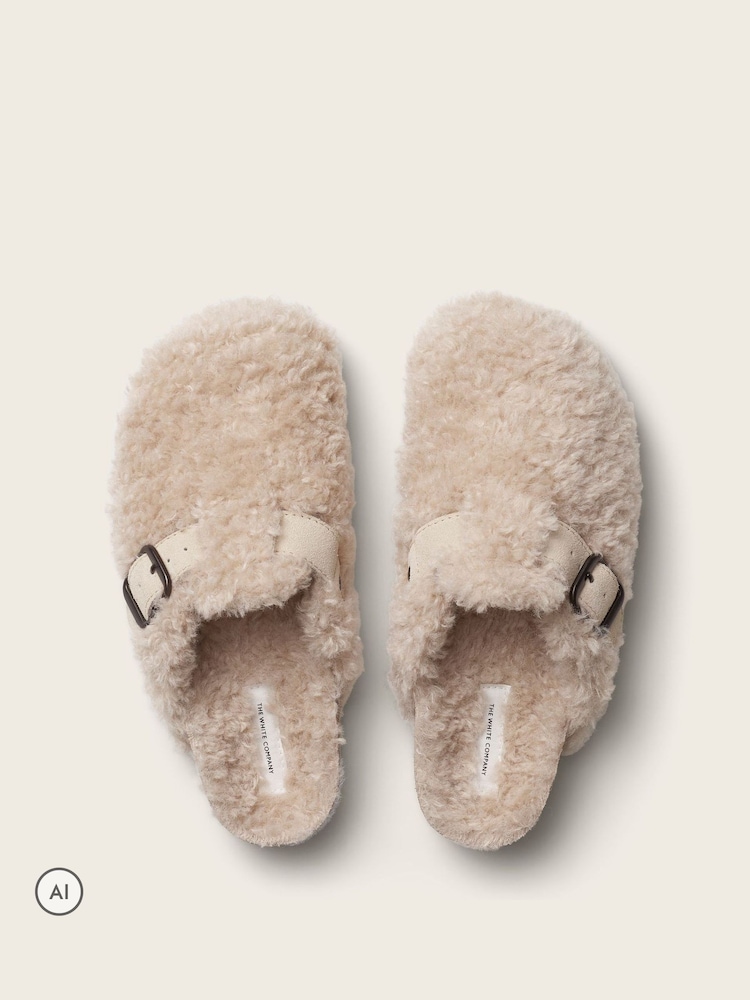 The White Company Natural Borg Corkbed Mule Slippers - Image 4 of 4