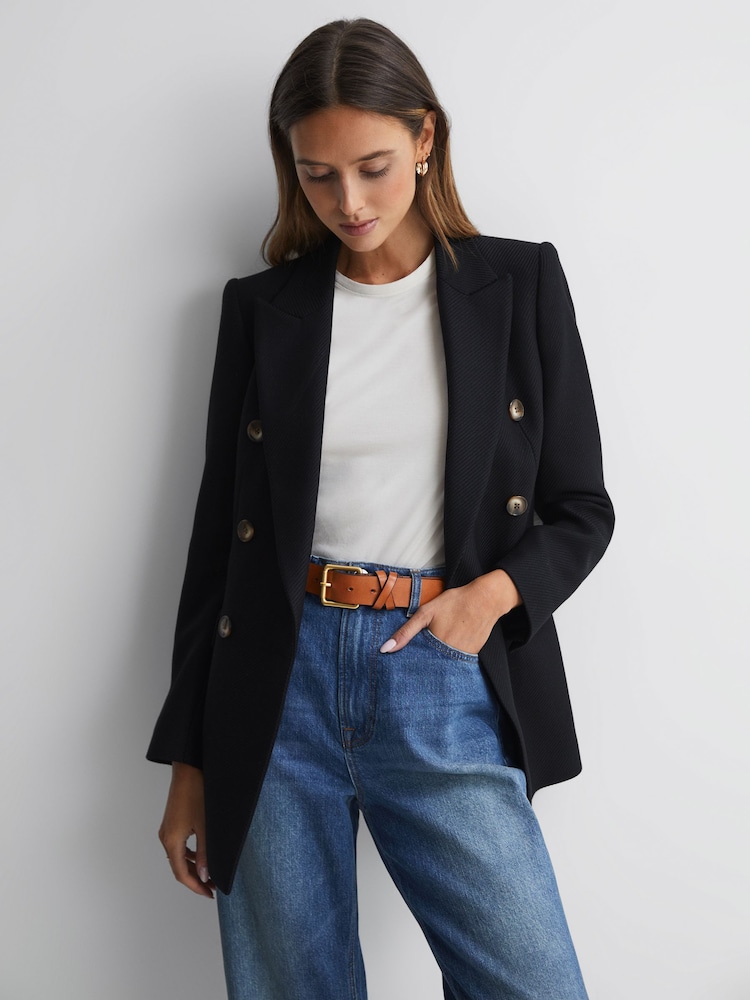 Reiss Tan Annie Leather Buckle Belt - Image 2 of 4