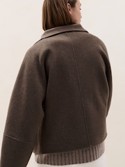 The White Company Brown Double Faced Short Cocoon Sleeve Coat - Image 2 of 3