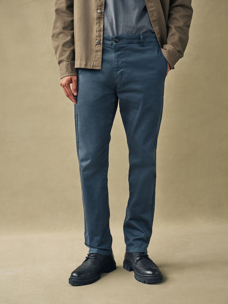 modra - Raztegljive chino hlače ozkega kroja Premium Laundered - Slika 1 iz 10 modra - Raztegljive chino hlače ozkega kroja Premium Laundered - Slika 1 iz 10