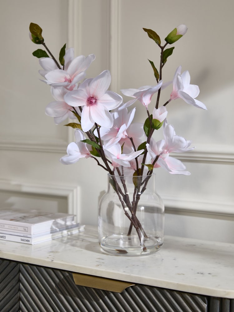 White Glass Magnolia Arrangement Artificial Flowers - Image 1 of 4