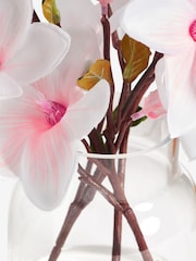 White Glass Magnolia Arrangement Artificial Flowers - Image 3 of 4