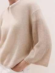 The White Company Natural Layering Cashmere Wide Sleeve Knitted T-Shirt - Image 2 of 5