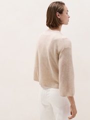 The White Company Natural Layering Cashmere Wide Sleeve Knitted T-Shirt - Image 4 of 5