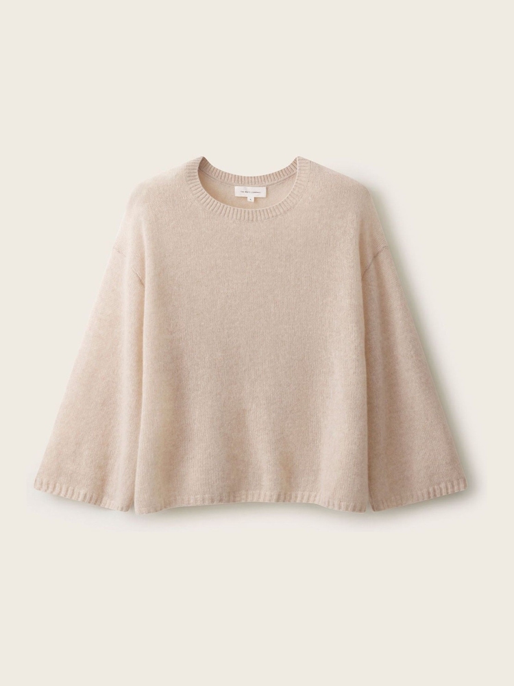 The White Company Natural Layering Cashmere Wide Sleeve Knitted T-Shirt - Image 5 of 5
