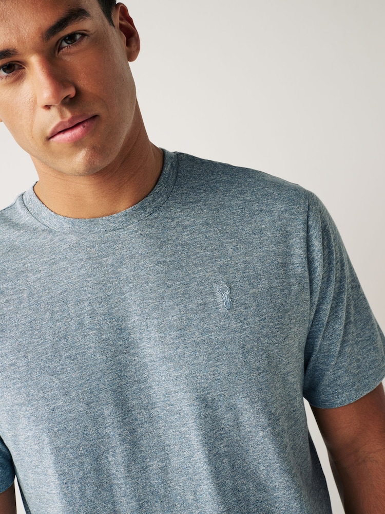 Denim Blue Single Short Sleeve Marl T-Shirt - Image 1 of 1 Denim Blue Single Short Sleeve Marl T-Shirt - Image 1 of 1