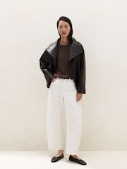 The White Company Brown High Neck Knitted T-Shirt With Cotton - Image 2 of 4