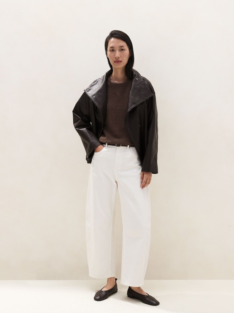 The White Company Brown High Neck Knitted T-Shirt With Cotton - Image 2 of 4