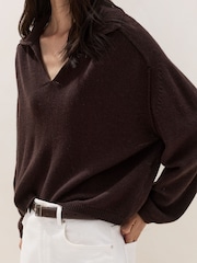 The White Company Brown Collared Jumper With Cashmere - Image 2 of 5