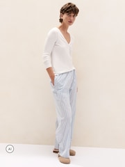 The White Company Jersey Rib Long Sleeve Henley Pyjama Top - 4суретінің 3 суреті