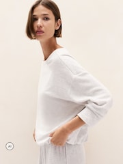The White Company White Jersey Brushed Waffle Lounge Pyjamas Set - Image 1 of 5