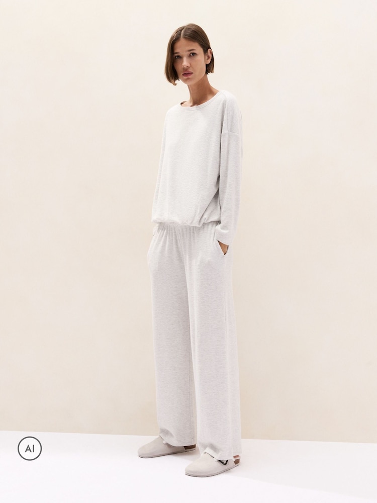 The White Company White Jersey Brushed Waffle Lounge Pyjamas Set - Image 2 of 5