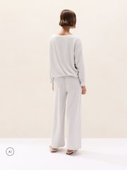 The White Company White Jersey Brushed Waffle Lounge Pyjamas Set - Image 4 of 5